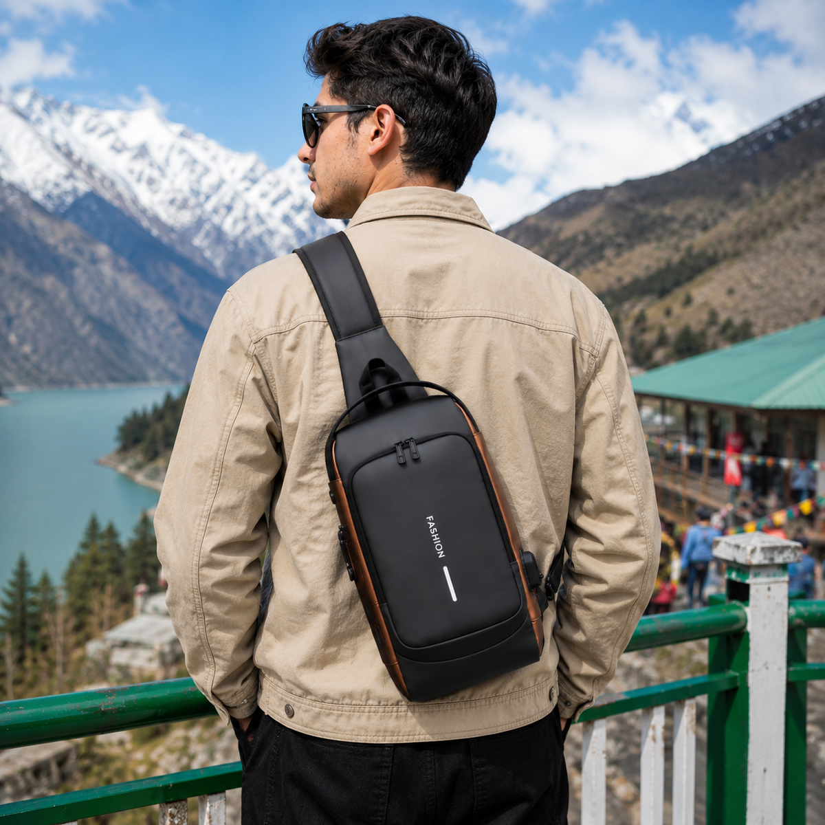 Crossbody Sling Bag for Men Women, Anti-Theft Fashion Chest Bag with Usb Charging Port, Messenger Bags, Waterproof Casual Shoulder Bag