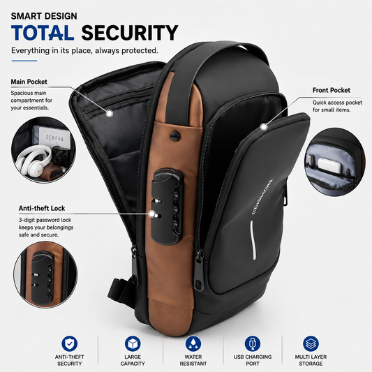 Crossbody Sling Bag for Men Women, Anti-Theft Fashion Chest Bag with Usb Charging Port, Messenger Bags, Waterproof Casual Shoulder Bag